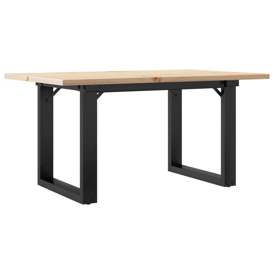 Table basse cadre en O 80x50x40 cm bois de pin massif et acier - 6