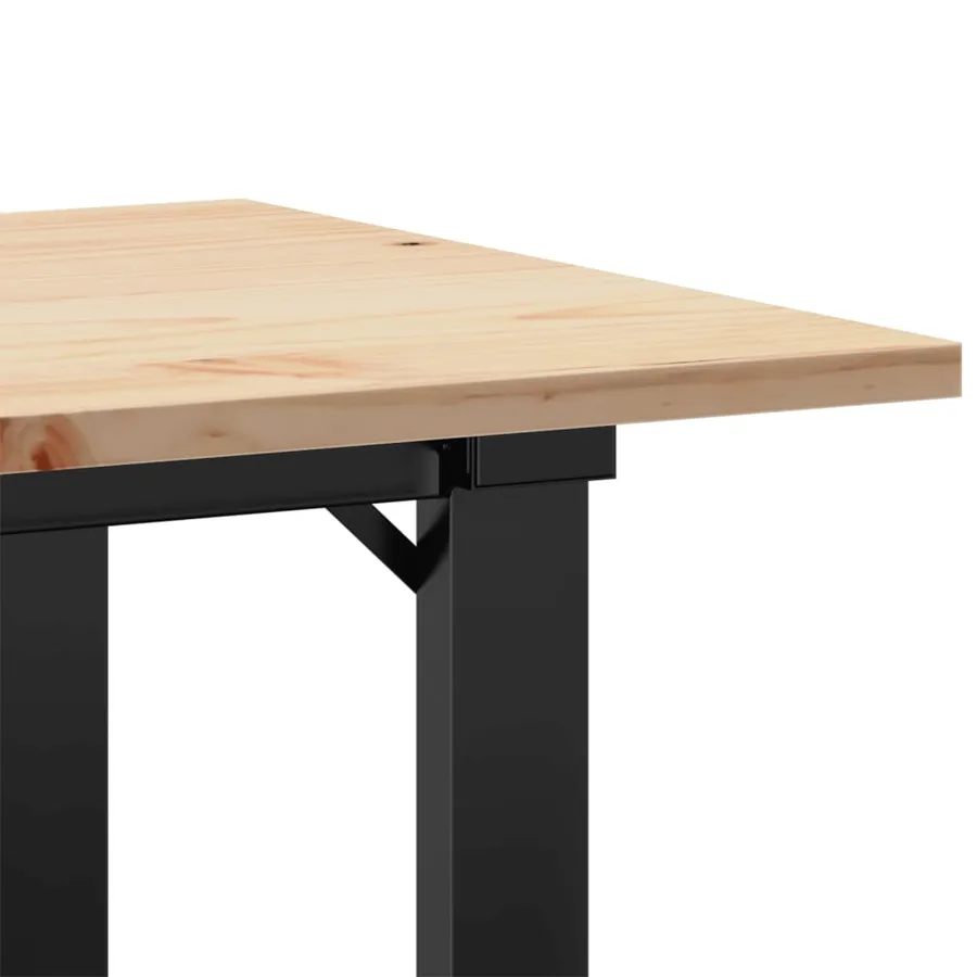 Table basse cadre en O 80x50x40 cm bois de pin massif et acier - 7