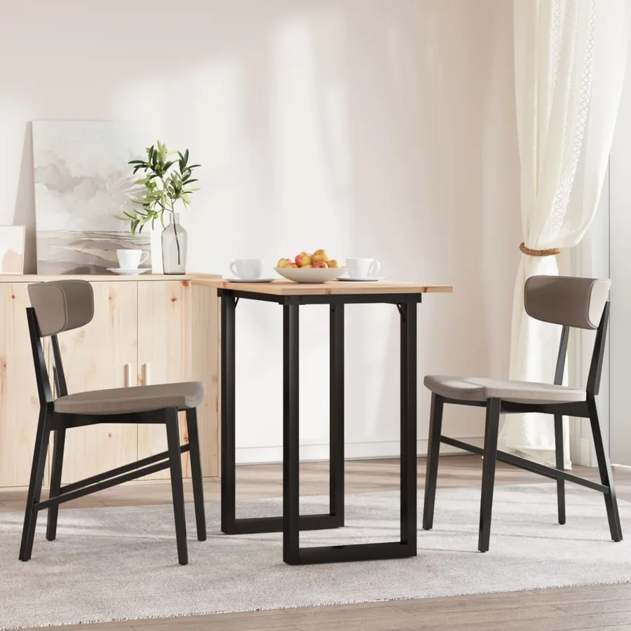 Table à manger cadre en O 80x50x75,5cm bois de pin massif acier - 3