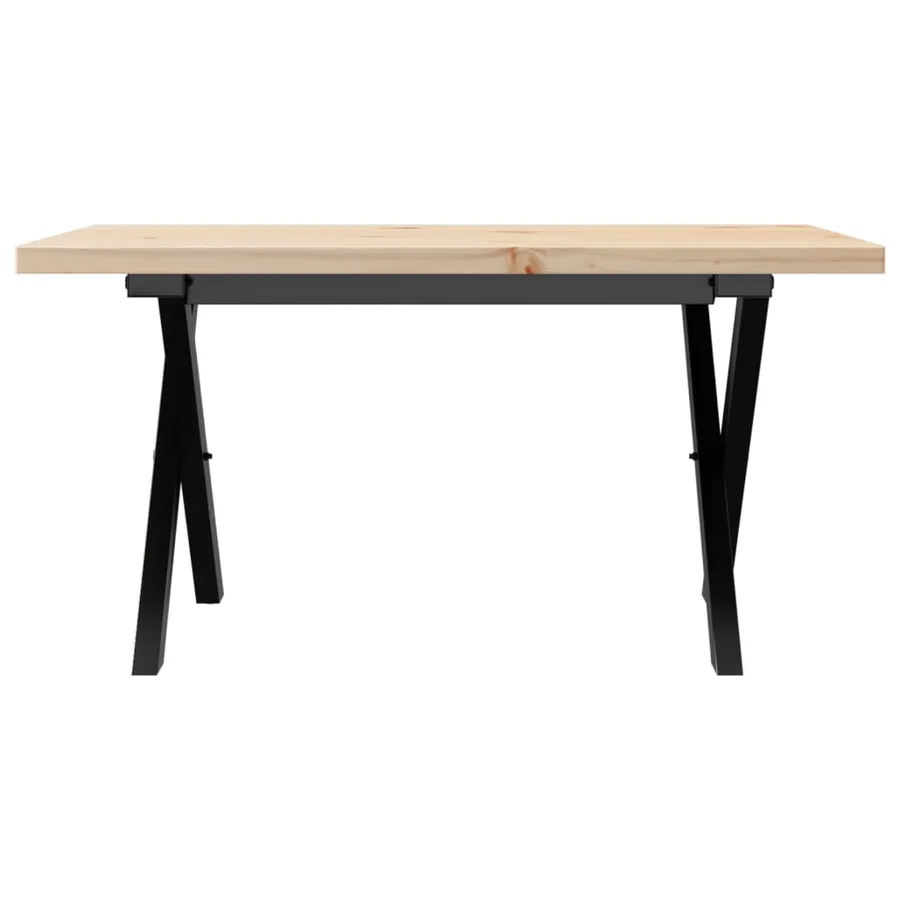 Table basse cadre en X 80x50x40,5cm bois de pin massif et acier - 4