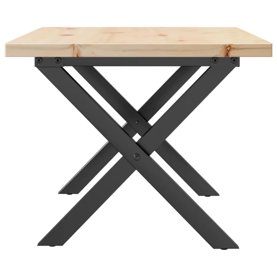 Table basse cadre en X 80x50x40,5cm bois de pin massif et acier - 5