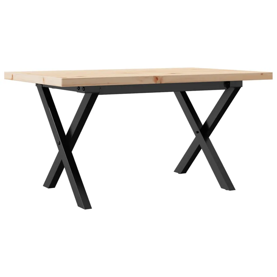 Table basse cadre en X 80x50x40,5cm bois de pin massif et acier - 6
