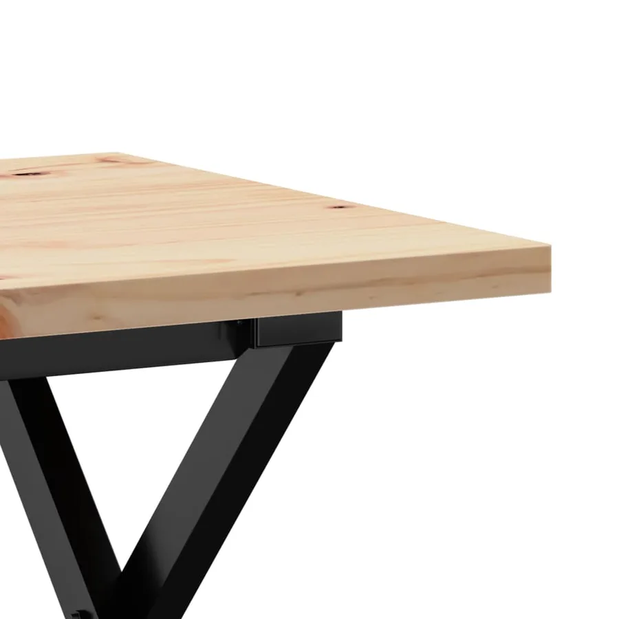 Table basse cadre en X 80x50x40,5cm bois de pin massif et acier - 7