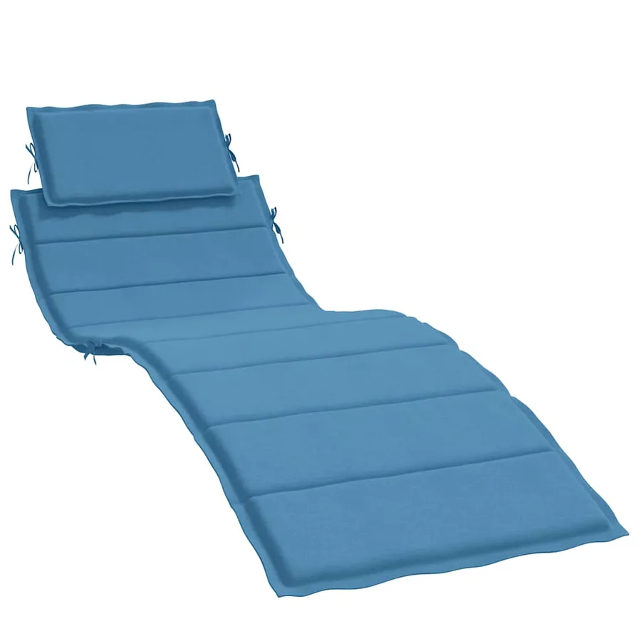 Coussin de chaise longue bleu mélangé 186x58x4 cm tissu - 2