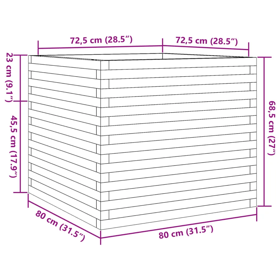 Jardinière blanc 80x80x68,5 cm bois de pin massif - 10