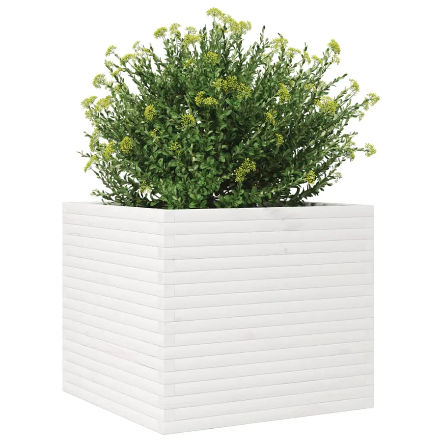 Jardinière blanc 80x80x68,5 cm bois de pin massif - 4