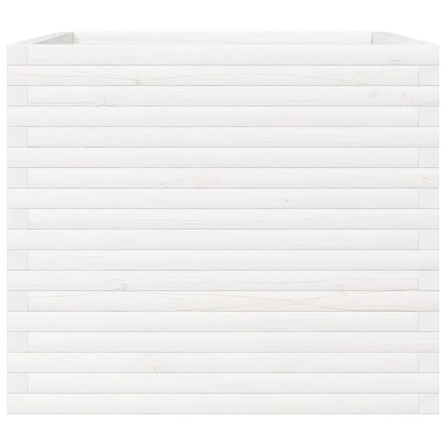 Jardinière blanc 80x80x68,5 cm bois de pin massif - 6