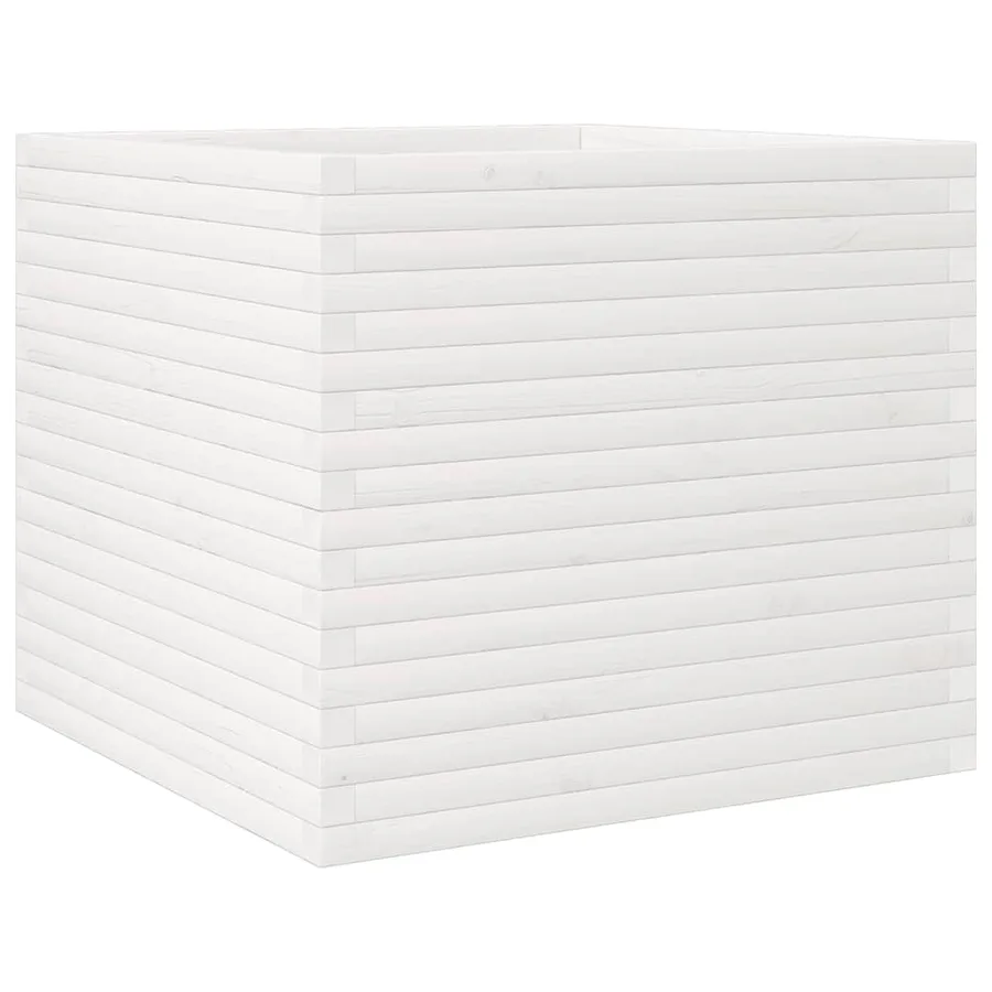 Jardinière blanc 80x80x68,5 cm bois de pin massif - 7