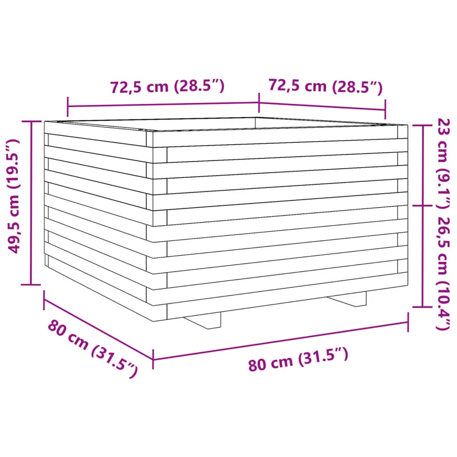 Jardinière blanc 80x80x49,5 cm bois de pin massif - 10