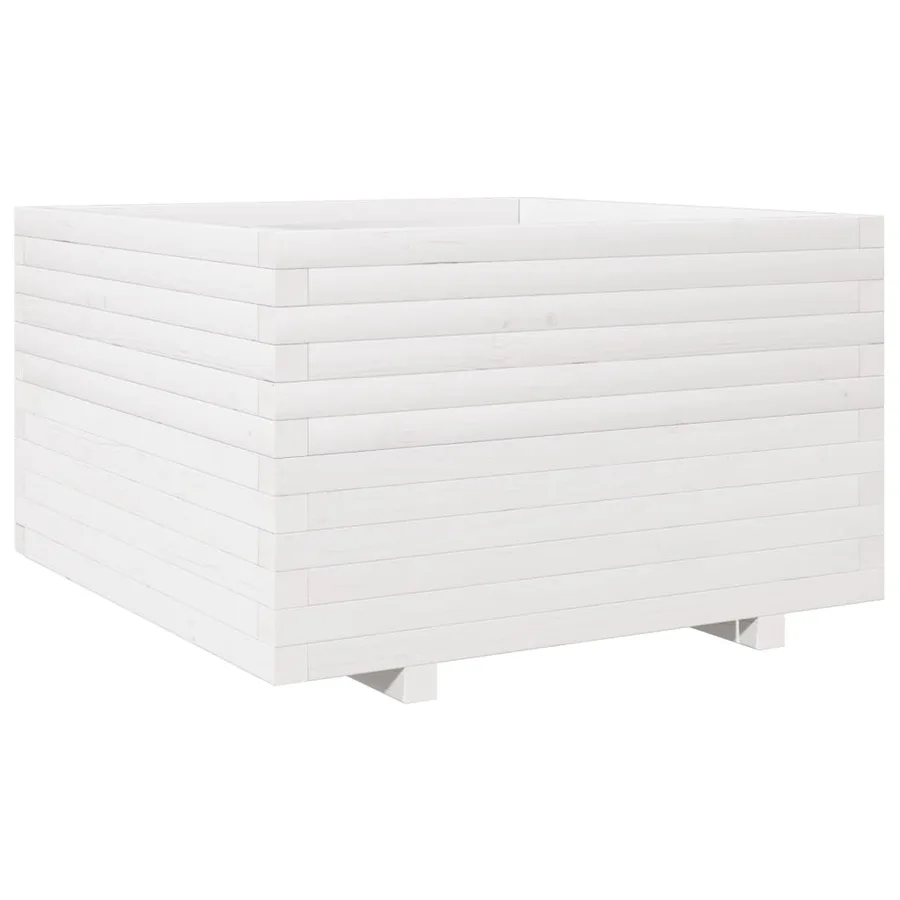 Jardinière blanc 80x80x49,5 cm bois de pin massif - 2