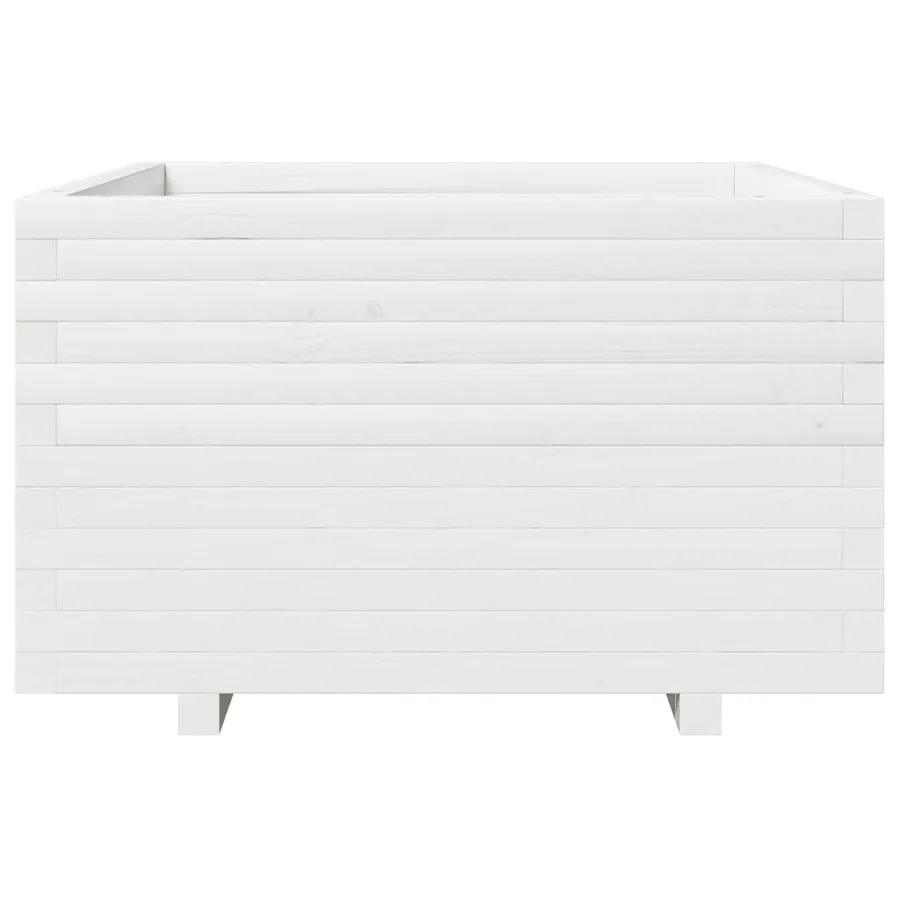 Jardinière blanc 80x80x49,5 cm bois de pin massif - 5
