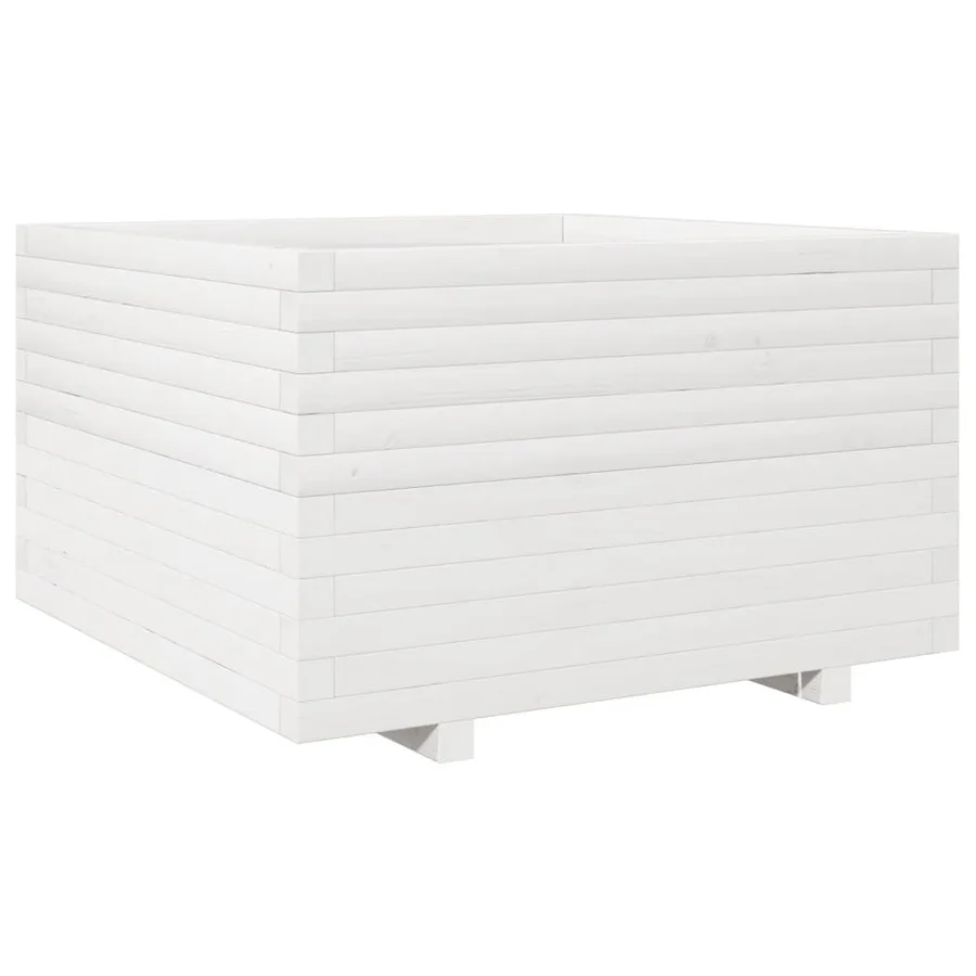 Jardinière blanc 80x80x49,5 cm bois de pin massif - 7