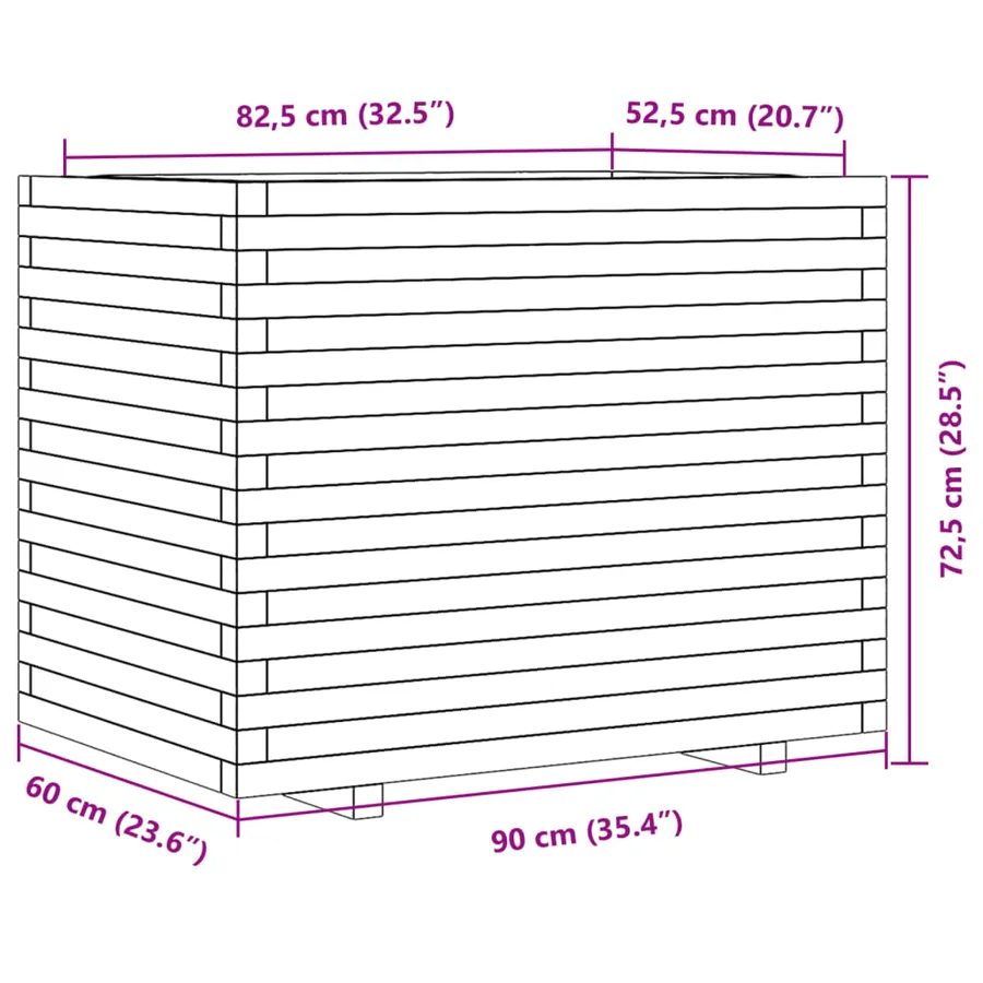 Jardinière 90x60x72,5 cm bois de pin imprégné - 10