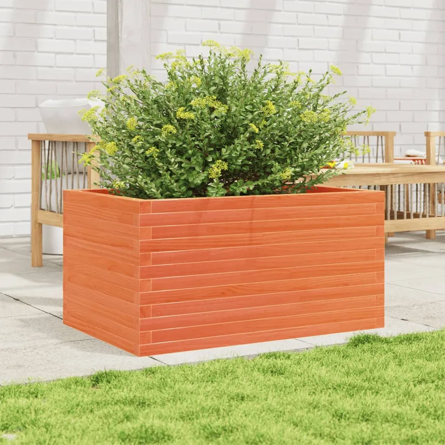 Jardinière cire marron 90x60x46 cm bois de pin massif - 3