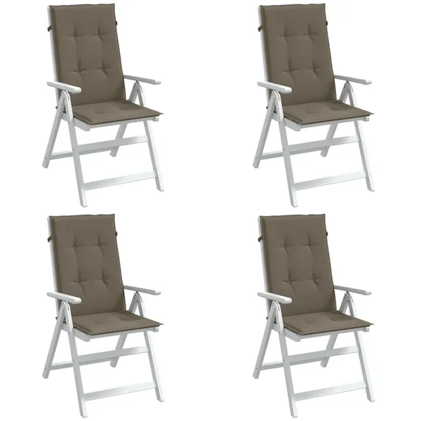 Coussins de chaise à dossier haut lot de 4 taupe mélangé tissu
