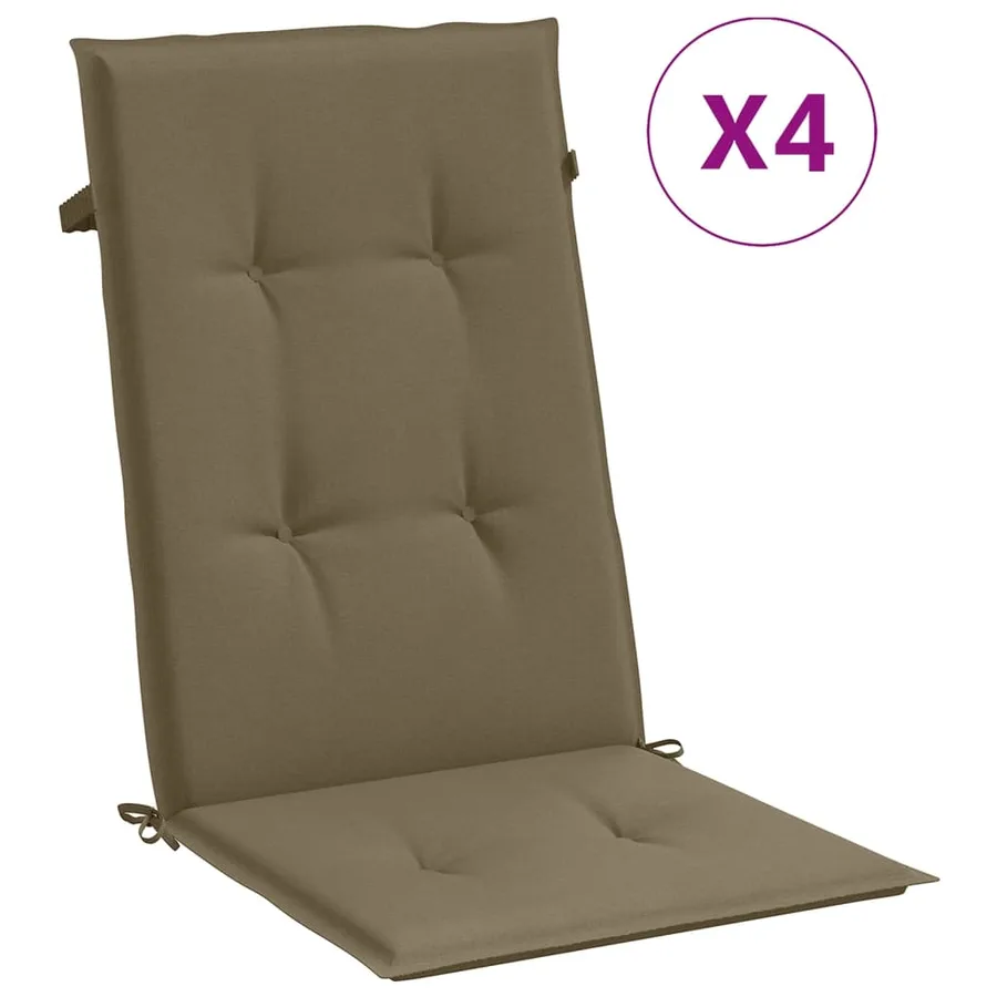 Coussins de chaise à dossier haut lot de 4 taupe mélangé tissu - 2