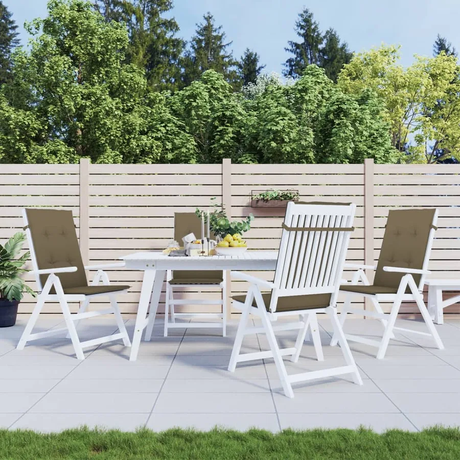 Coussins de chaise à dossier haut lot de 4 taupe mélangé tissu - 3