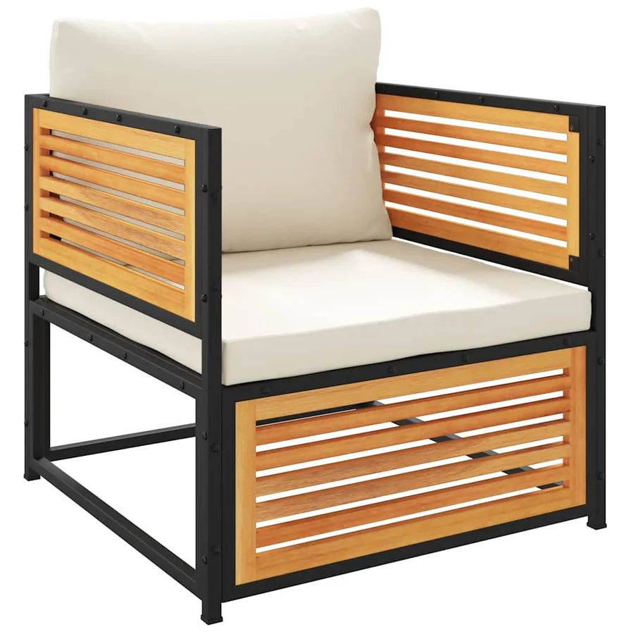Chaise de jardin avec coussins bois massif d'acacia - 2