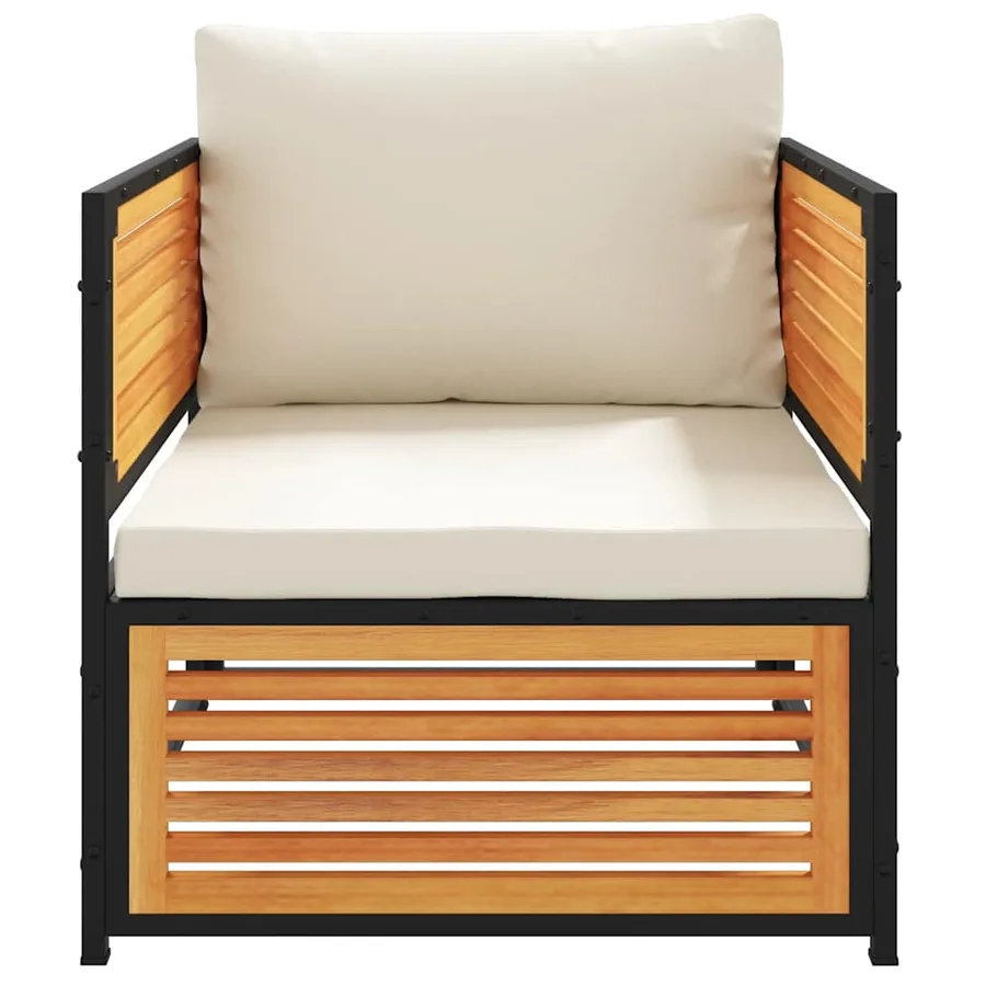 Chaise de jardin avec coussins bois massif d'acacia - 4