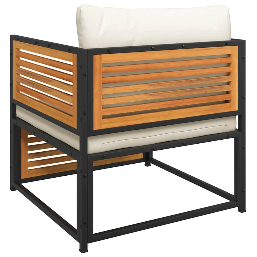 Chaise de jardin avec coussins bois massif d'acacia - 7