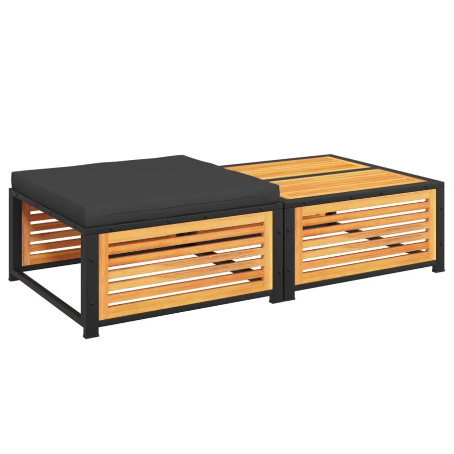 Table de jardin avec tabouret bois d'acacia massif - 7