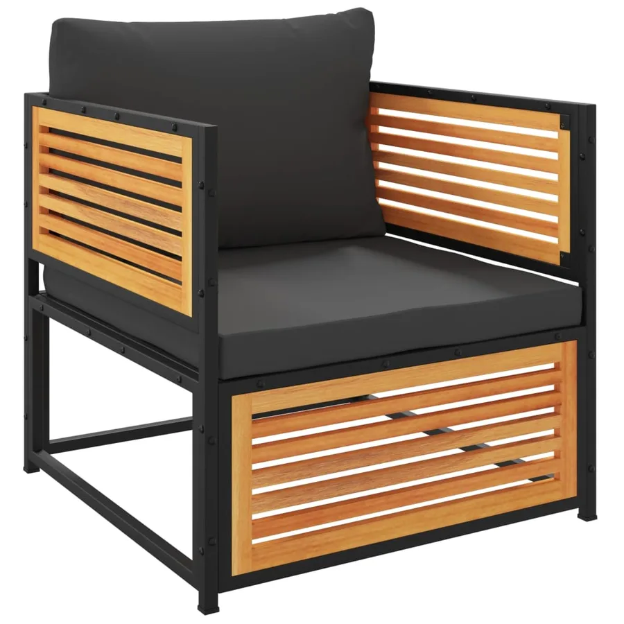 Chaise de jardin avec coussins bois massif d'acacia - 2