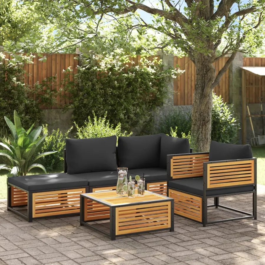 Chaise de jardin avec coussins bois massif d'acacia - 3