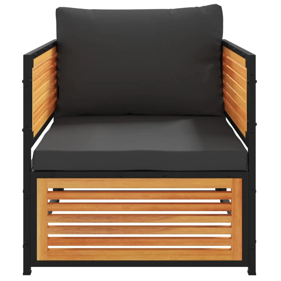 Chaise de jardin avec coussins bois massif d'acacia - 4
