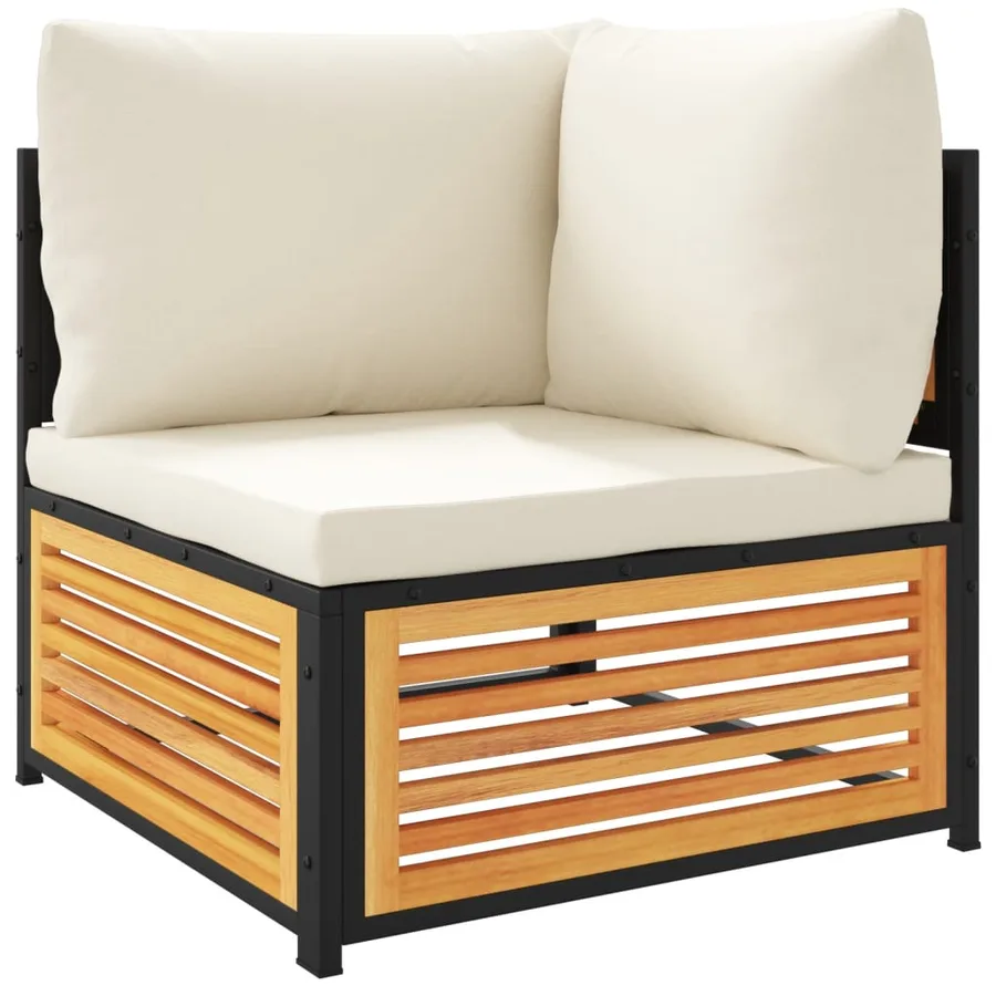 Salon de jardin avec coussins 3 pcs bois massif d'acacia - 4