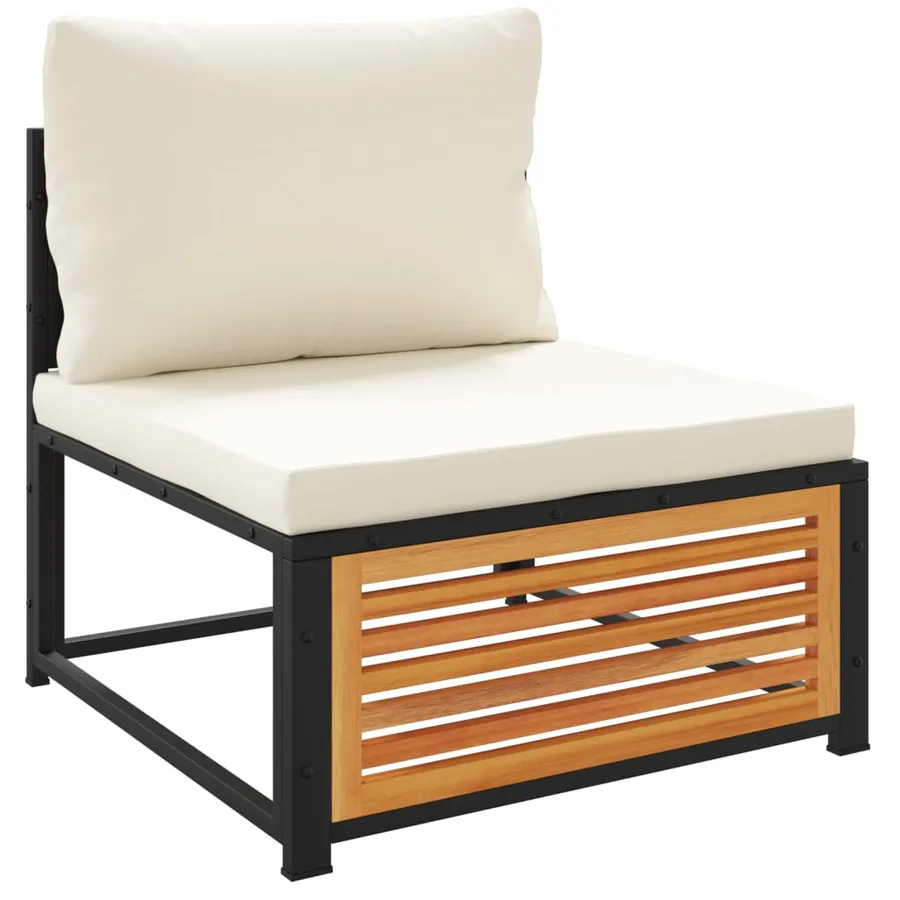 Salon de jardin avec coussins 5 pcs Bois d'acacia solide - 5