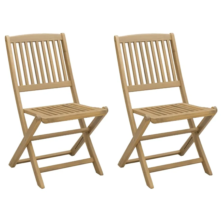 Chaises pliables de jardin lot de 2 bois massif d'acacia - 2