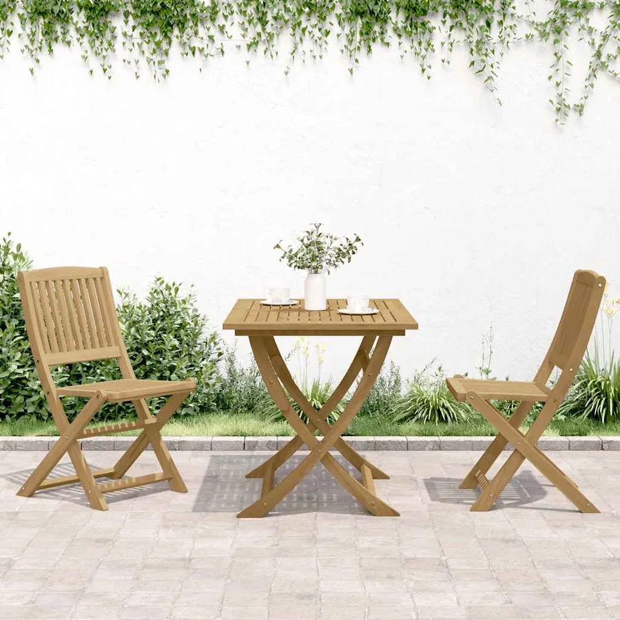 Chaises pliables de jardin lot de 2 bois massif d'acacia - 3
