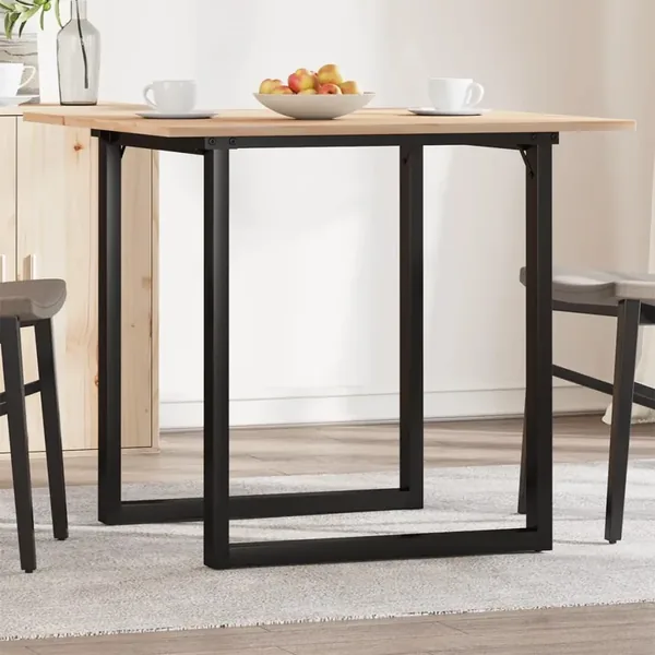 Table à manger cadre en O 90x90x75 cm bois de pin massif acier
