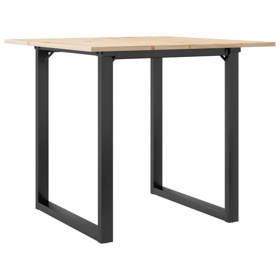 Table à manger cadre en O 90x90x75 cm bois de pin massif acier - 2