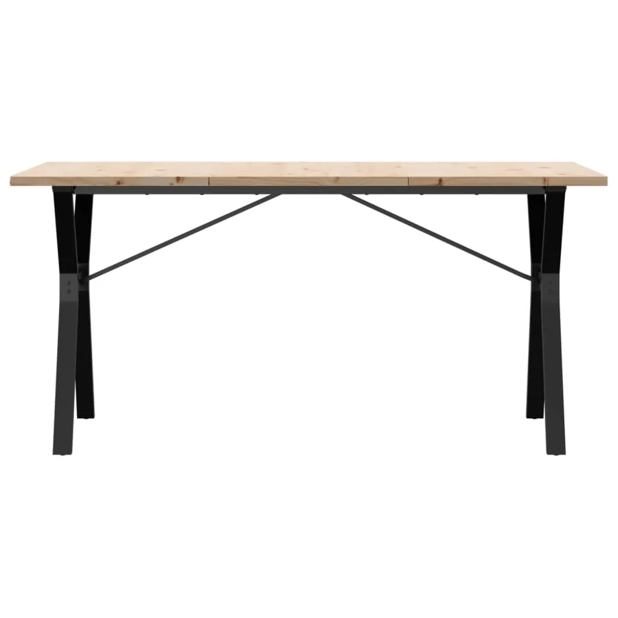 Table à manger cadre en Y 140x80x75,5 cm bois pin massif acier - 4