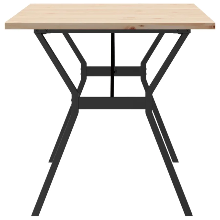 Table à manger cadre en Y 140x80x75,5 cm bois pin massif acier - 5