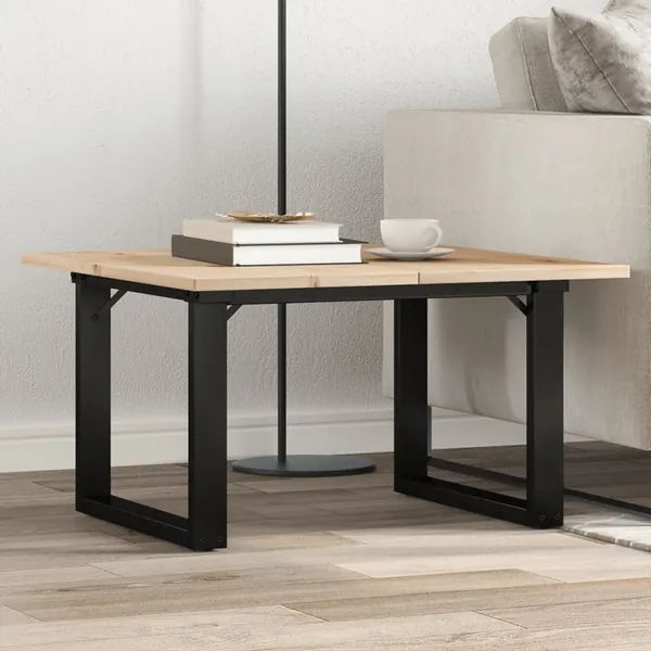 Table basse cadre en O 60x60x40 cm bois de pin massif et acier