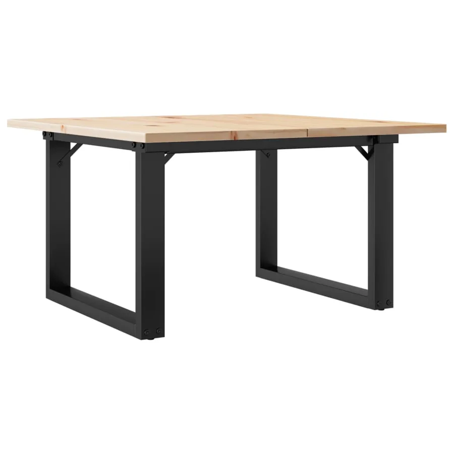 Table basse cadre en O 60x60x40 cm bois de pin massif et acier - 2