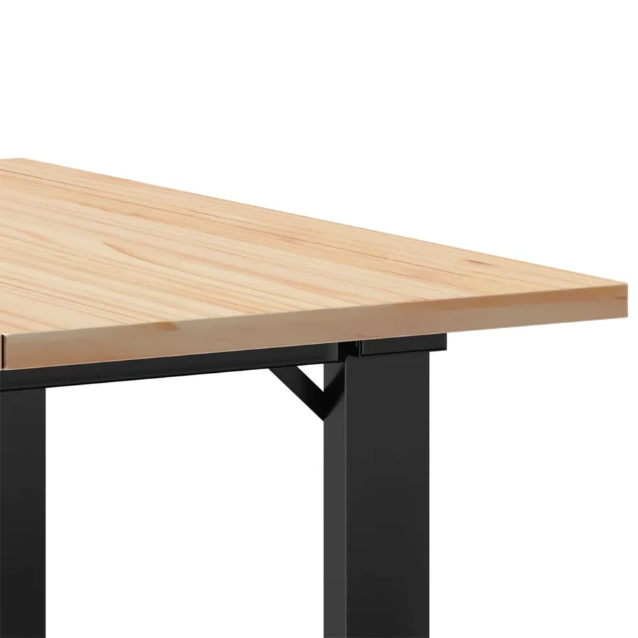 Table basse cadre en O 60x60x40 cm bois de pin massif et acier - 7