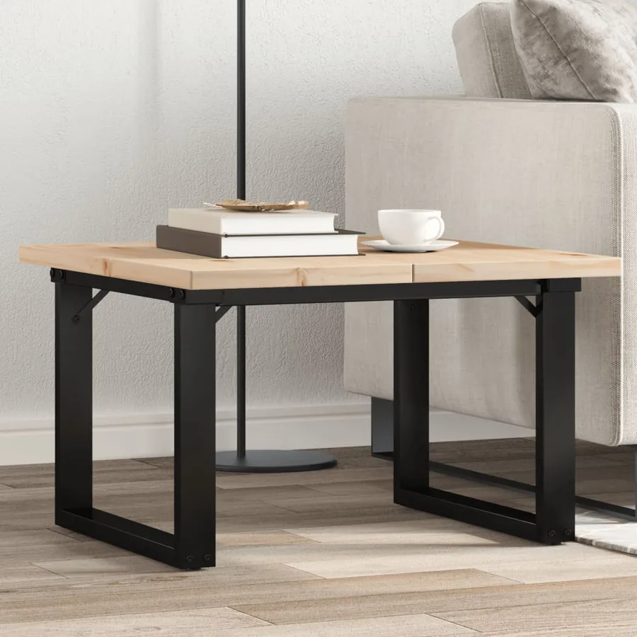 Table basse cadre en O 70x70x40,5cm bois de pin massif et acier