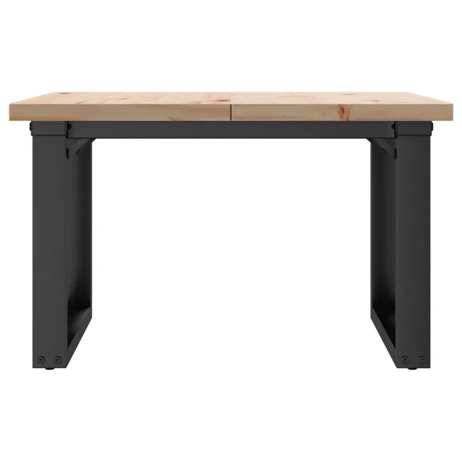 Table basse cadre en O 70x70x40,5cm bois de pin massif et acier - 4