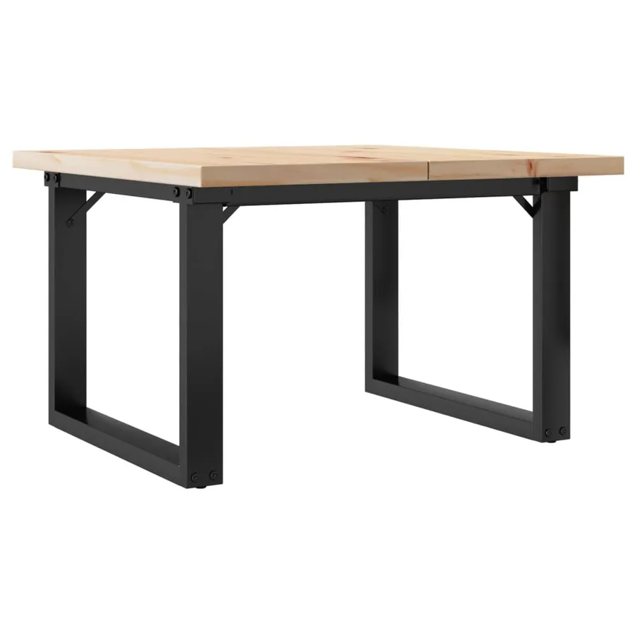 Table basse cadre en O 70x70x40,5cm bois de pin massif et acier - 6