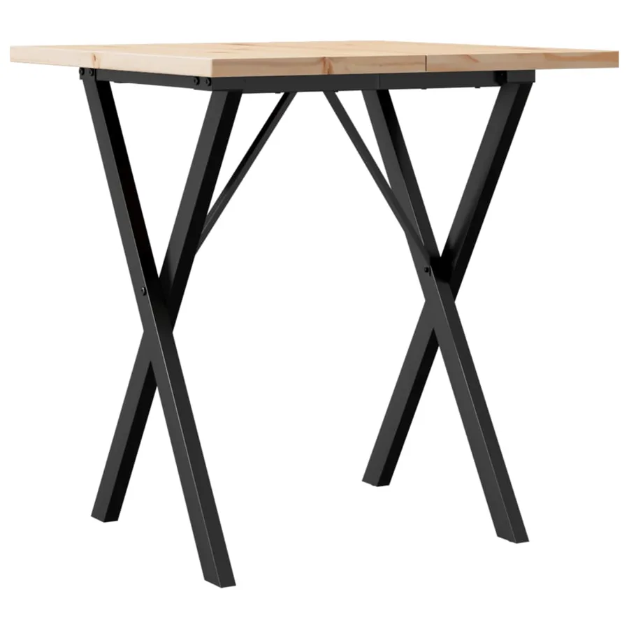 Table à manger cadre en X 70x70x75,5cm bois de pin massif acier - 2
