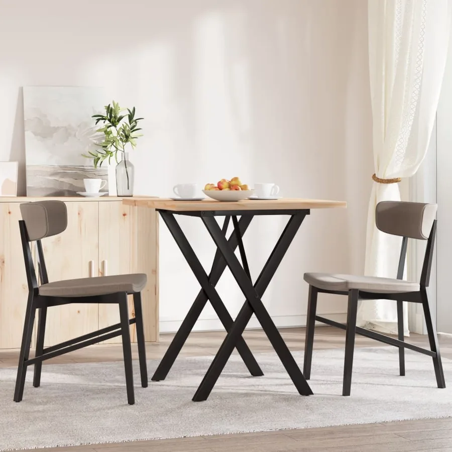 Table à manger cadre en X 70x70x75,5cm bois de pin massif acier - 3