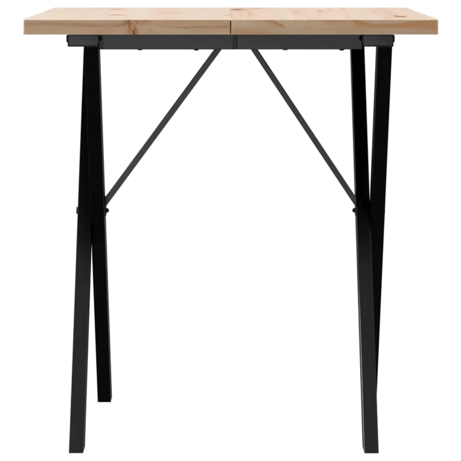 Table à manger cadre en X 70x70x75,5cm bois de pin massif acier - 4