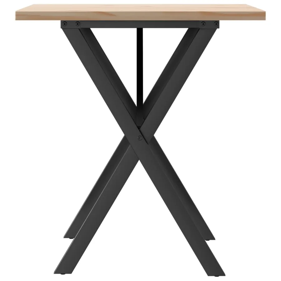 Table à manger cadre en X 70x70x75,5cm bois de pin massif acier - 5