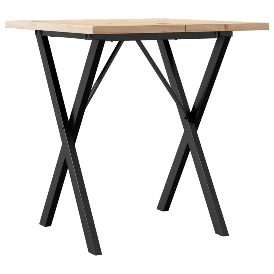 Table à manger cadre en X 70x70x75,5cm bois de pin massif acier - 6