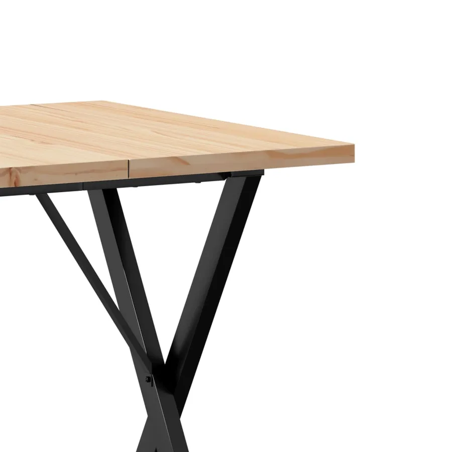 Table à manger cadre en X 70x70x75,5cm bois de pin massif acier - 7