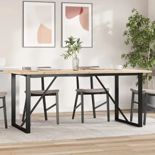 Table à manger cadre en O 180x90x75,5 cm bois pin massif acier