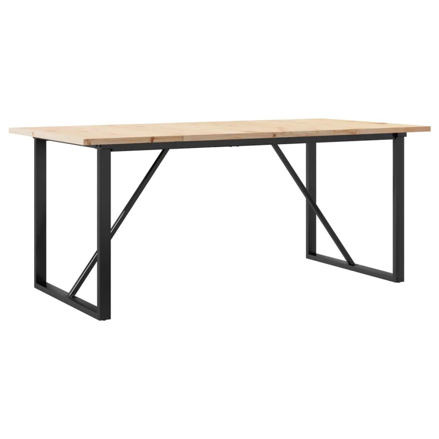 Table à manger cadre en O 180x90x75,5 cm bois pin massif acier - 2